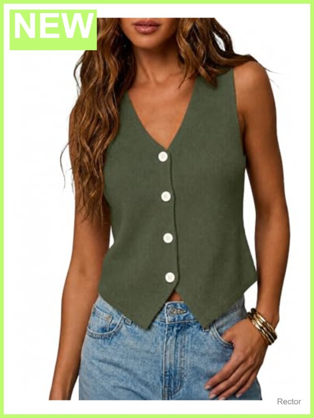 Women's Sleeveless V-Neck Knit Sweater Vest Button Down Tank Top